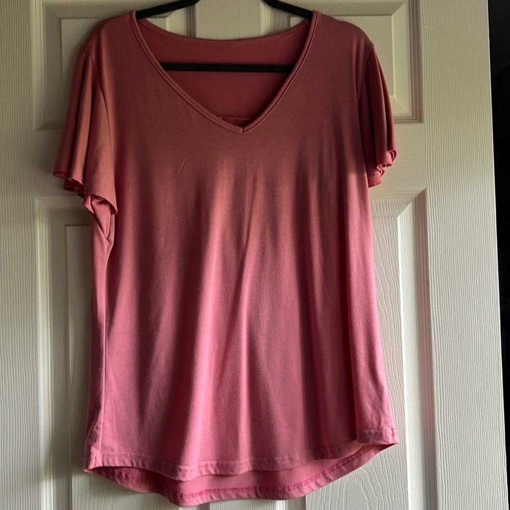 Micoson Pink Flutter Sleeve Knit Top